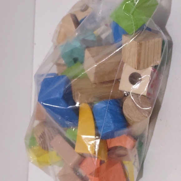 Bag of children's building blocks wooden blocks shapes letters sensory - Picture 3 of 6